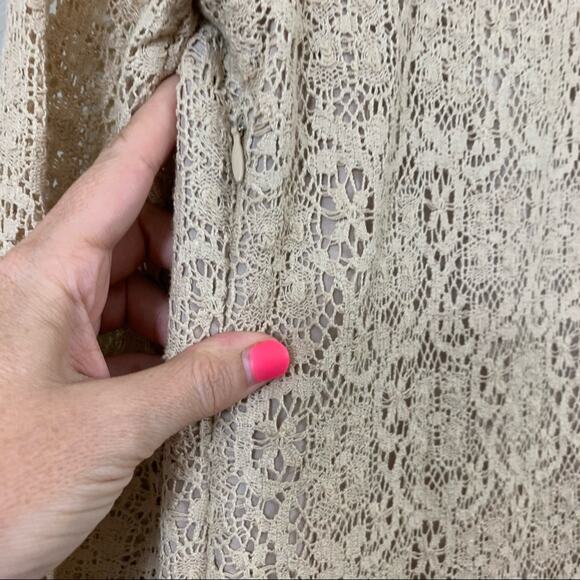 Anthropologie Corey Lynn Crochet Cream Bell Sleeve Dress - Picture 8 of 9